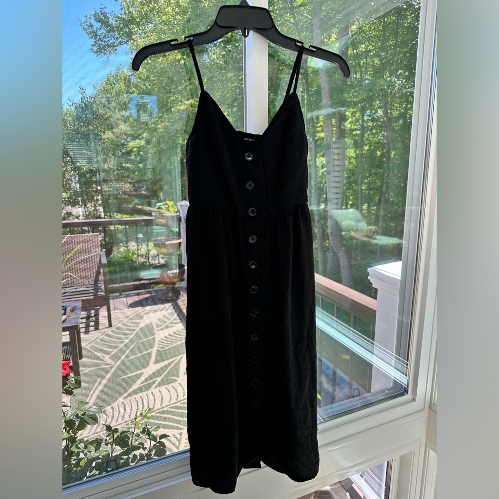 Forever21 Black Button Midi Dress